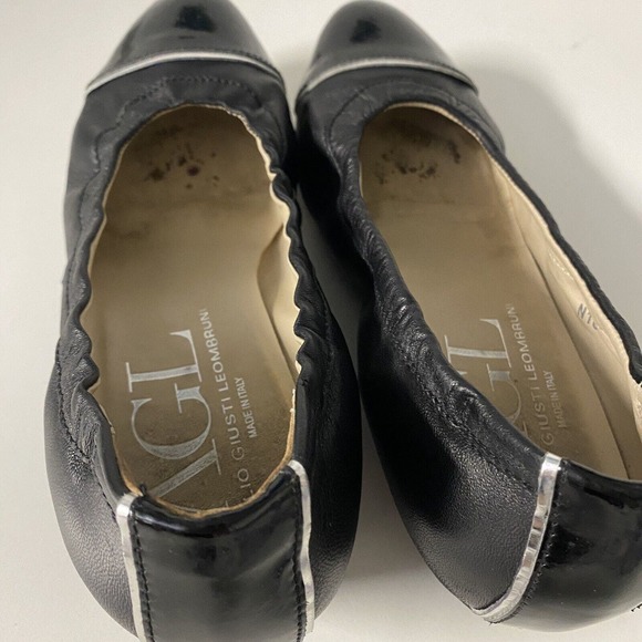 AGL Attilio Giusti Leombruni Pump Ballet Black Leather Wedge Heel Cap 37… - Picture 8 of 11